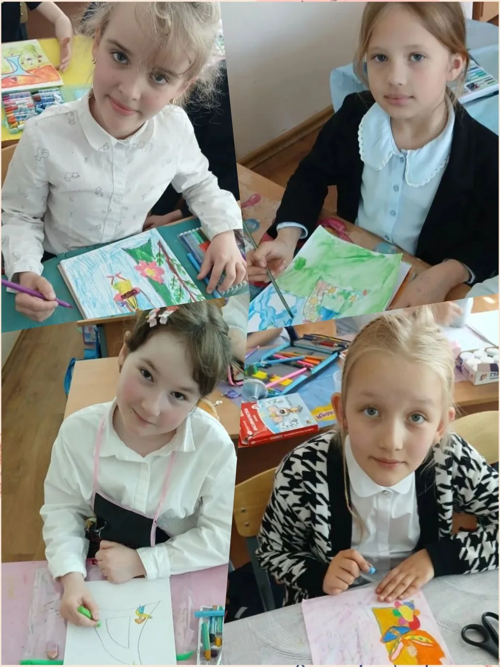 🎨✨ Маленькие художники в деле!   Ученики 1 классов под руководством учителя изобразительного искусст