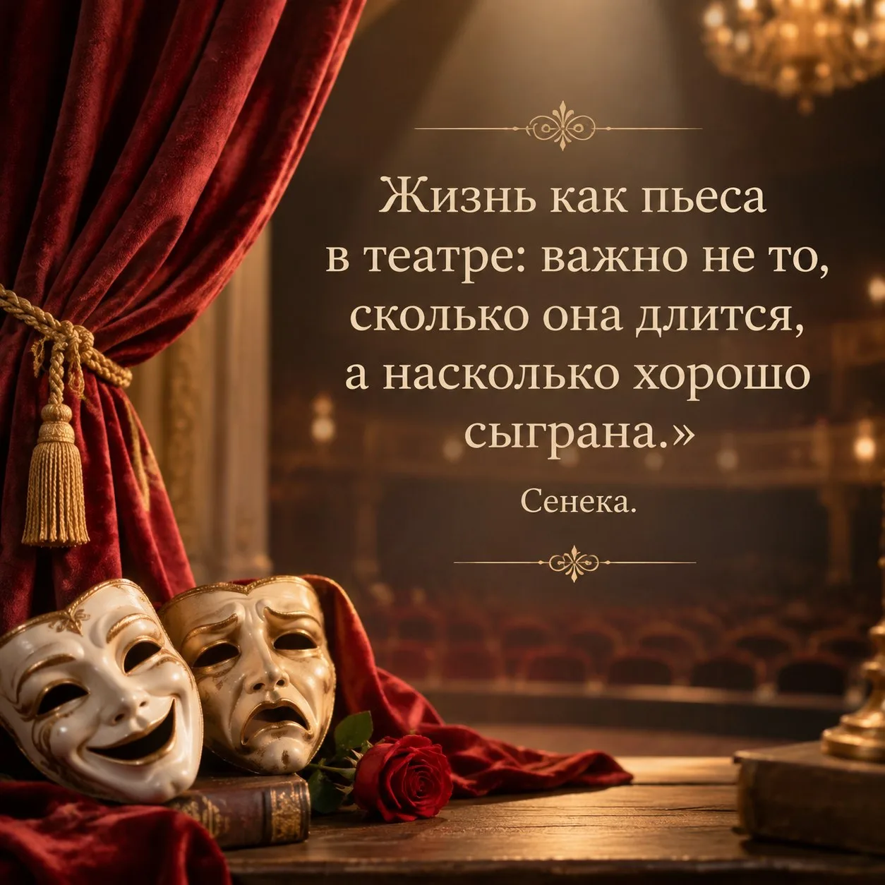 Жизнь как пьеса в театре: важно не то, сколько она длится, а насколько хорошо сыграна.