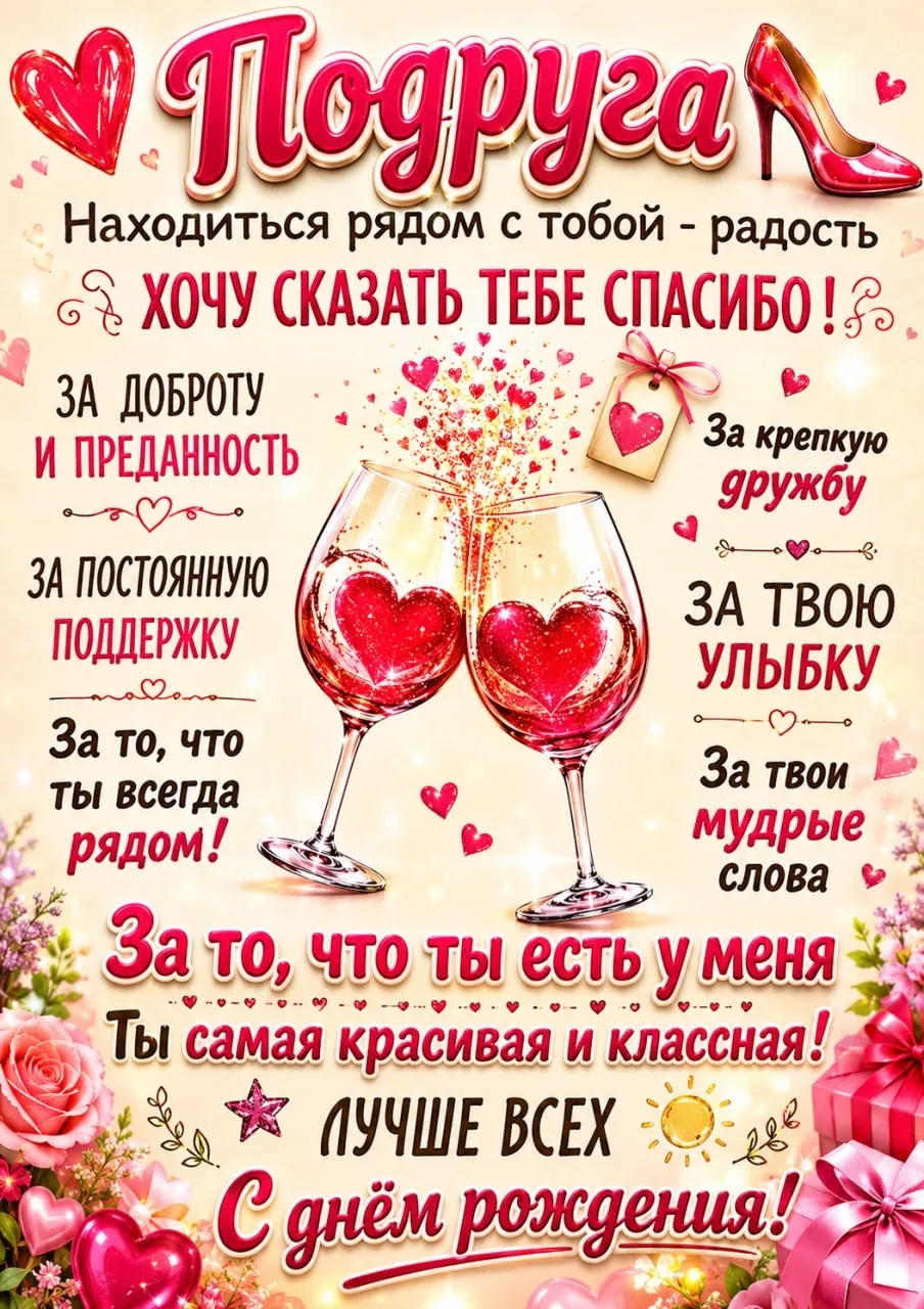 🎂 С Днём Рождения, Подруга!