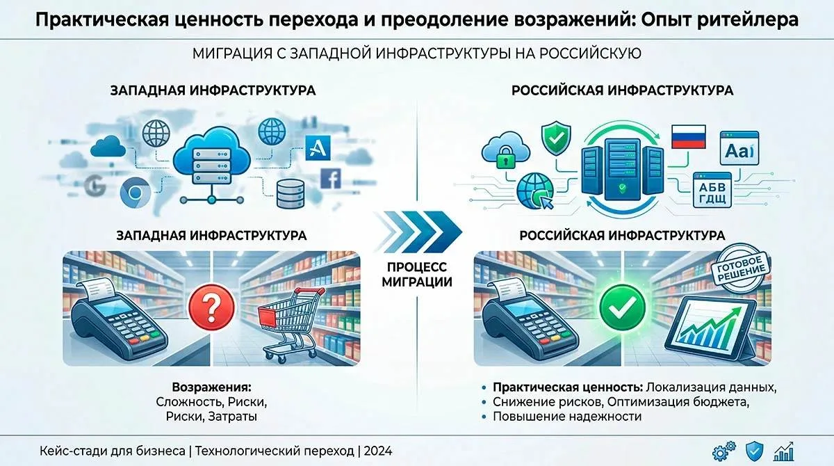 Миграция ИТ-инфраструктуры в ритейле: как перейти на
российское ПО и не остановить продажи?

Останов