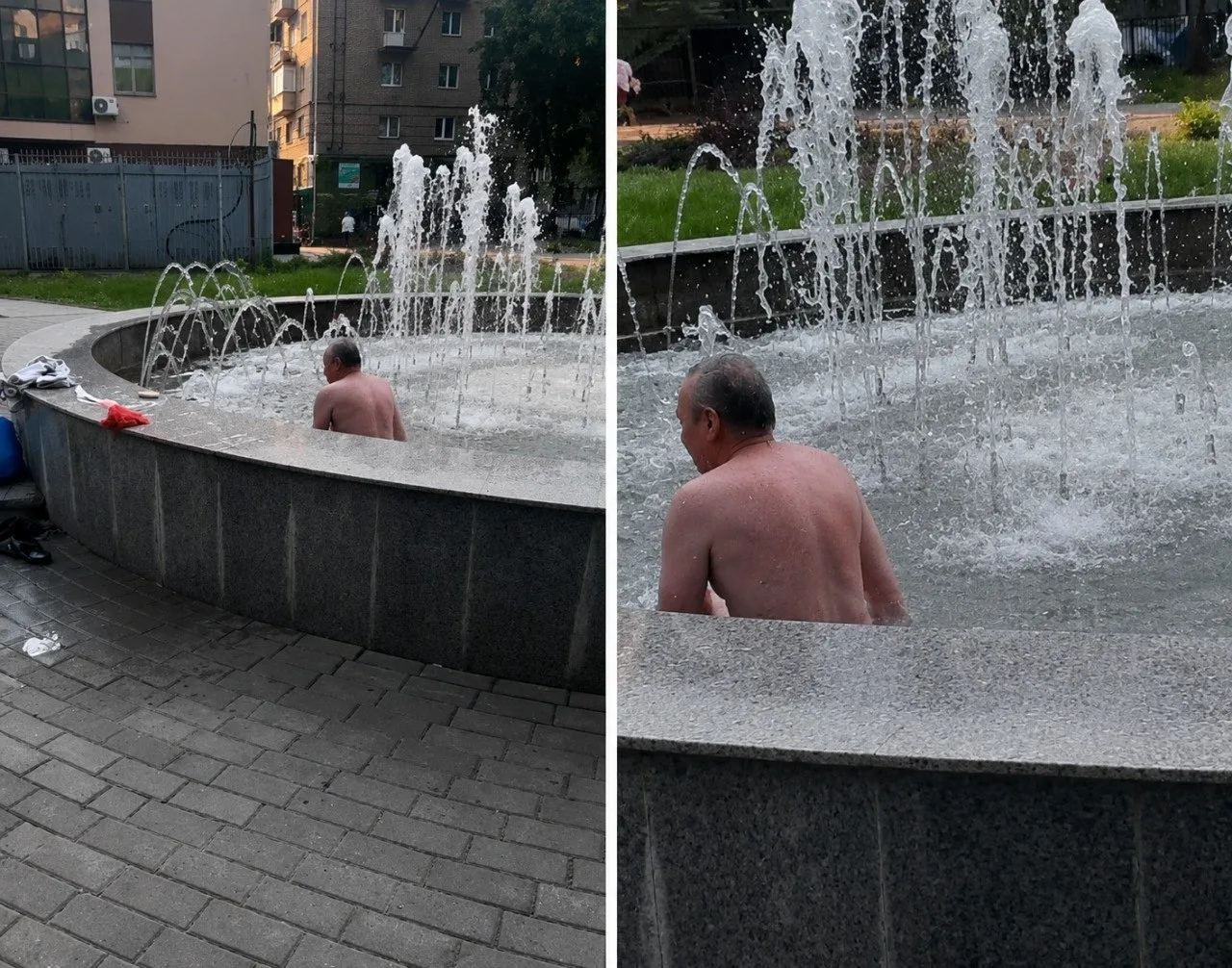 В Новосибирске на пл.Калинина заметили голого мужчину, который решил устроить «водные п...