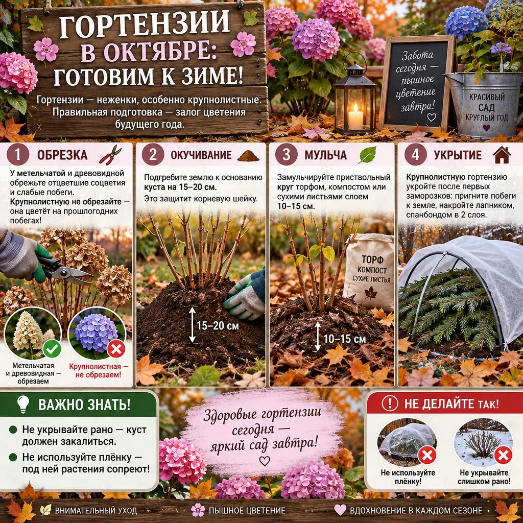 🌸 ГОРТЕНЗИИ В ОКТЯБРЕ: ГОТОВИМ К ЗИМЕ! 🌸