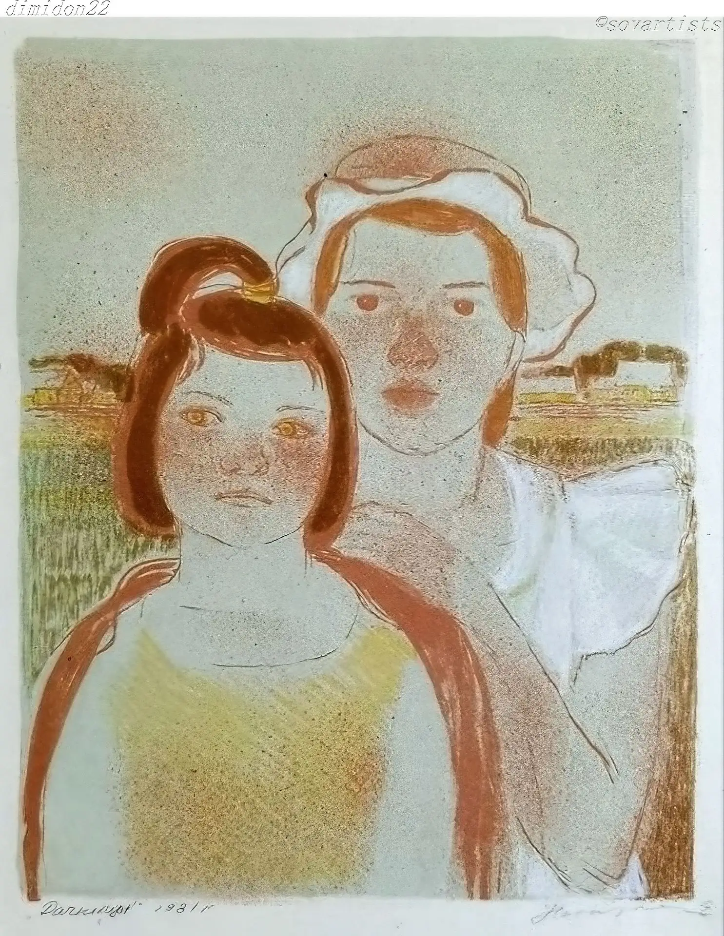 Натаревич Елена Михайловна (р. 27.12.1946, Ленинград). «Дачницы». 1981 год. Бумага, авт...