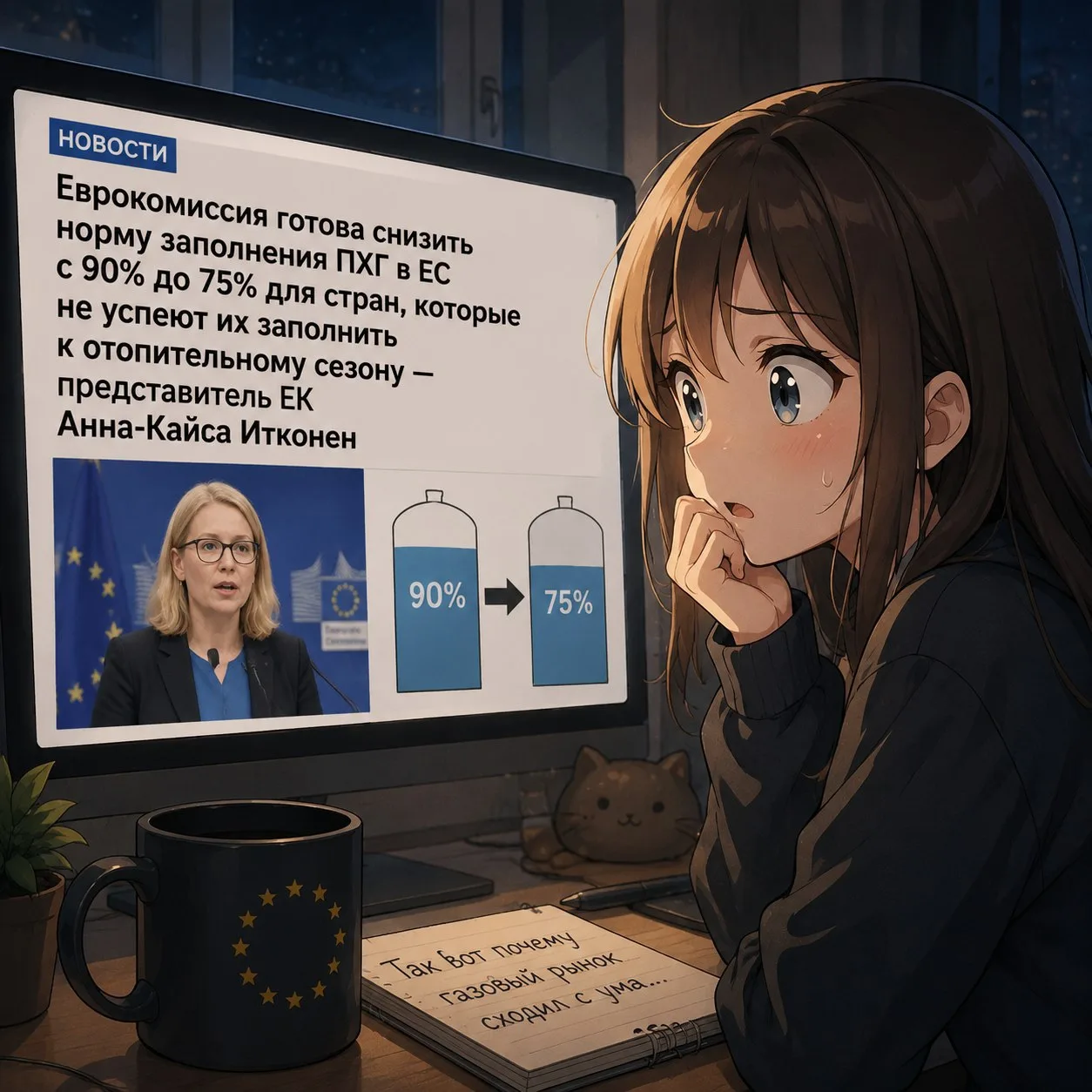 Еврокомиссия готова снизить норму заполнения ПХГ в ЕС с 90% до 75% для стран, которые н...