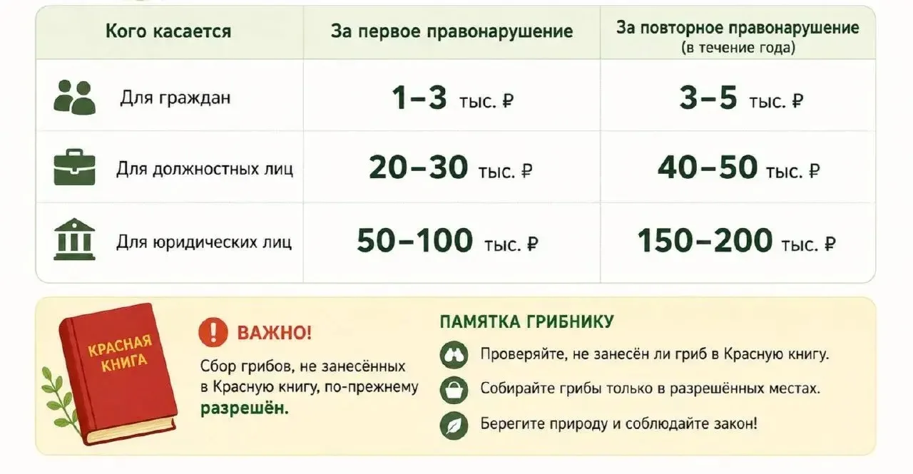 В Подмосковье введут штрафы за сбор краснокнижных грибов.