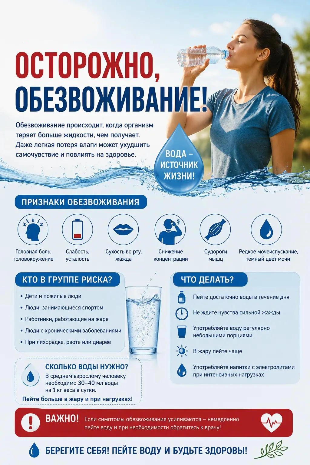 Осторожно обезвоживание.

🥛 Как распознать обезвоживание?       
      Это может быть результатом л