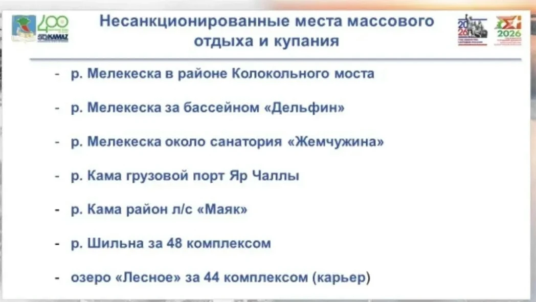 Уважаемые челнинцы! Тут купаться нельзя! 🚫 
Прикладываем список несанкционированных мест.

Какое та