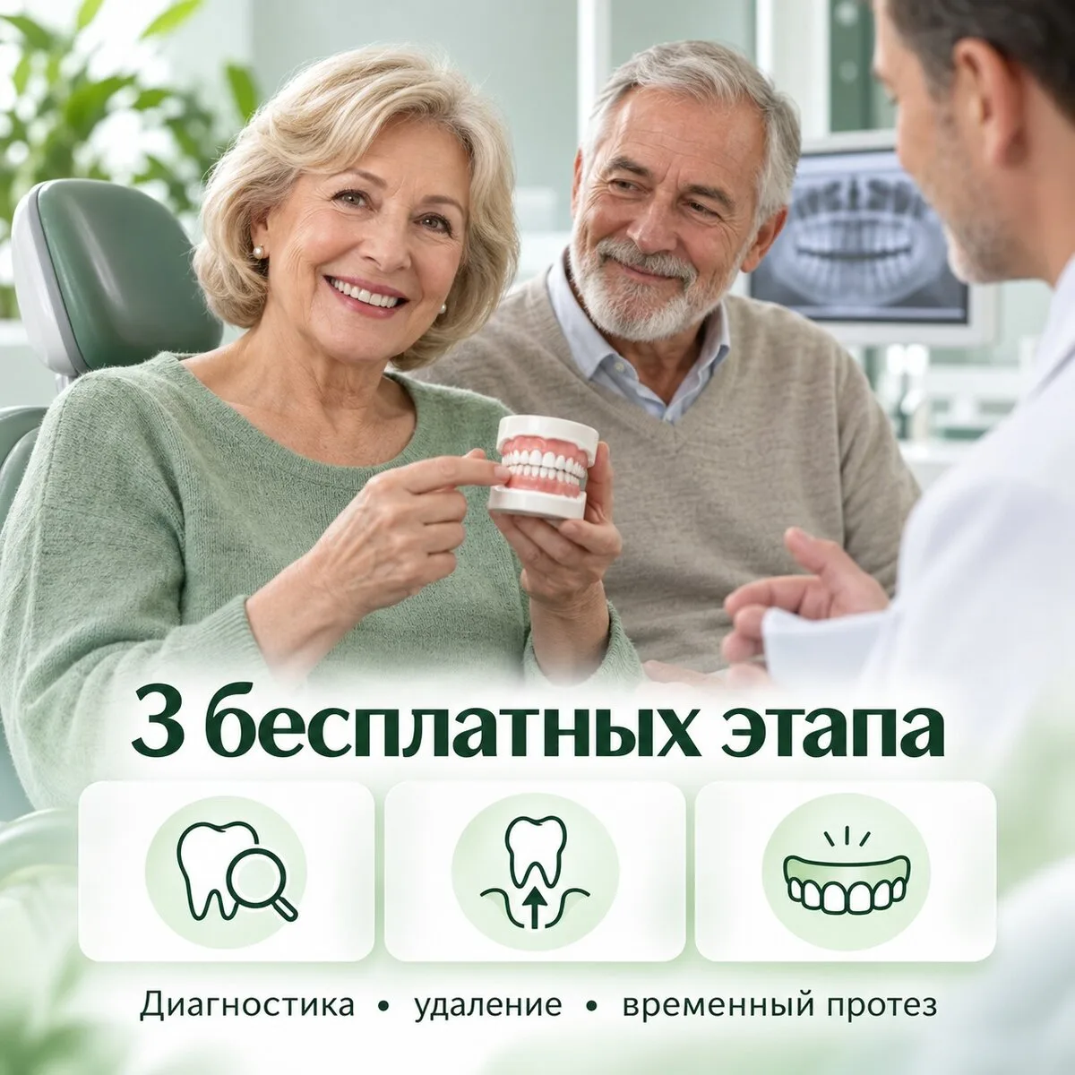 3 этапа протезирования зубов - 0₽, в честь новой клиники