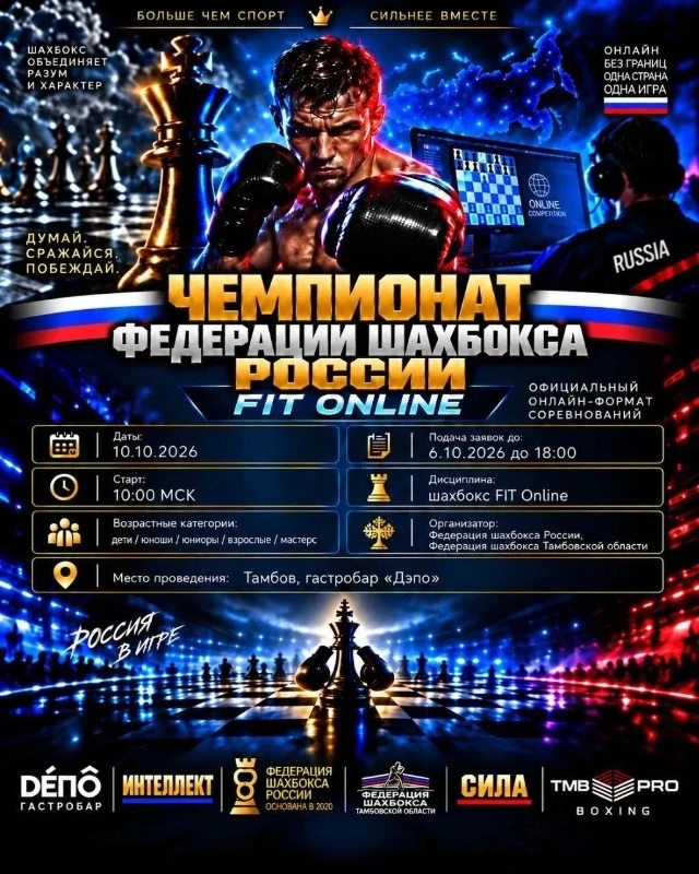 🥊 Чемпионат Федерации шахбокса России пройдёт в Тамбове 10 октября