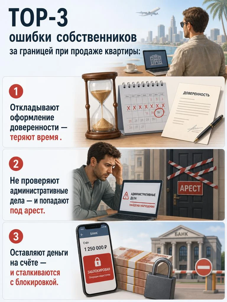 Три ошибки, которые могут затянуть продажу вашей квартиры за границей