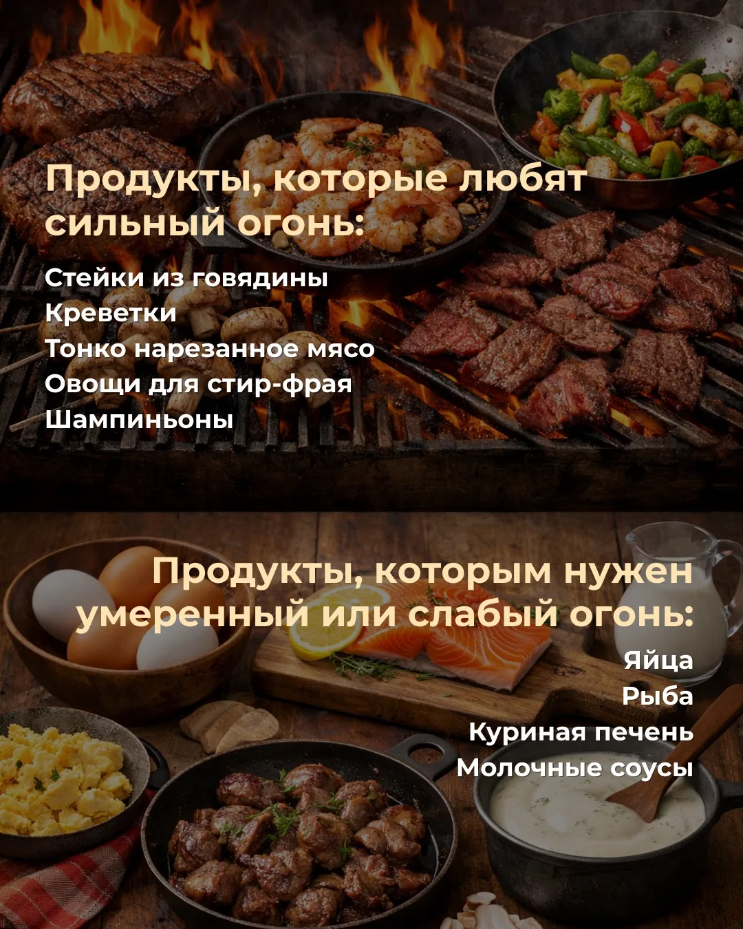 Почему одни продукты «любят» сильный огонь, а другие — нет?  Готовка — это не просто «включить плиту