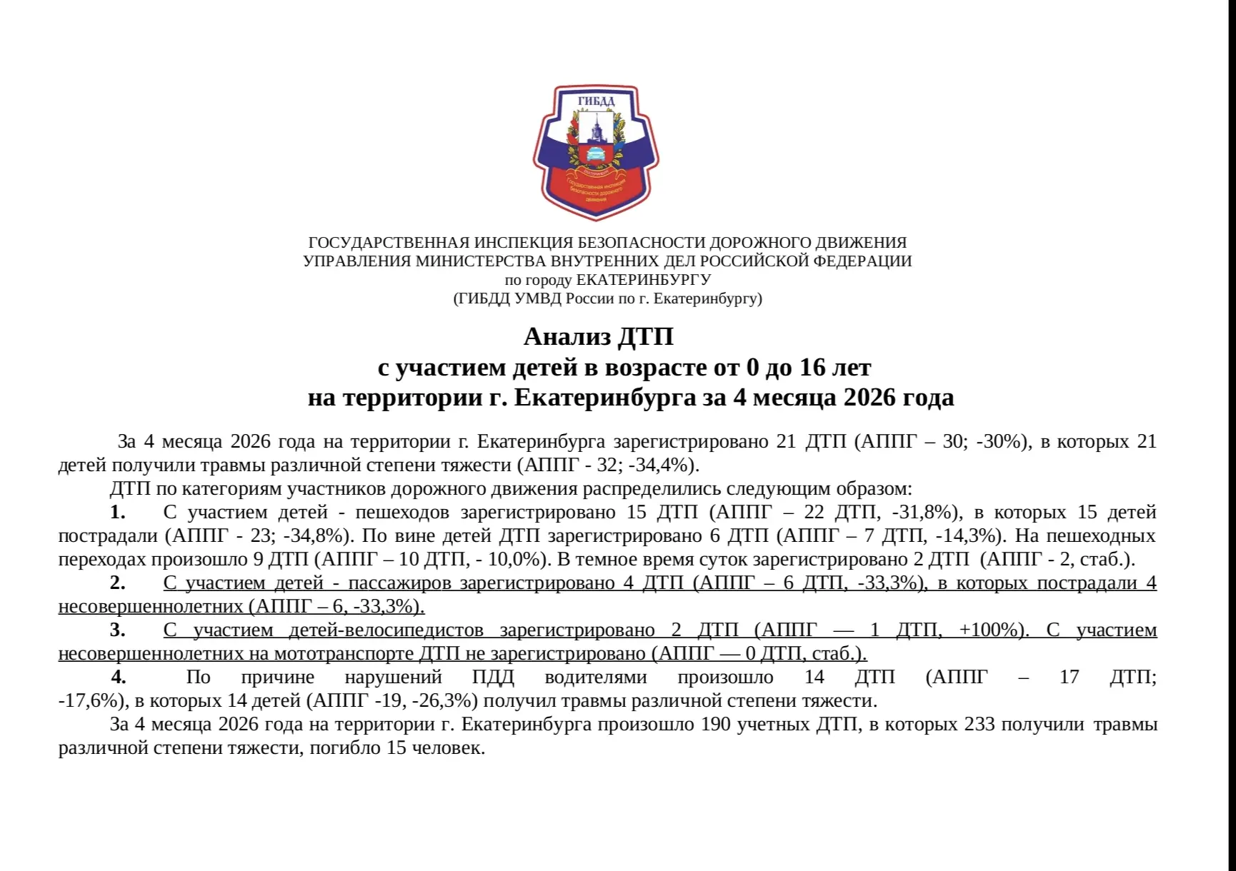 ‼ АНАЛИЗ  АВАРИЙНОСТИ ОТ  ГИБДД ‼