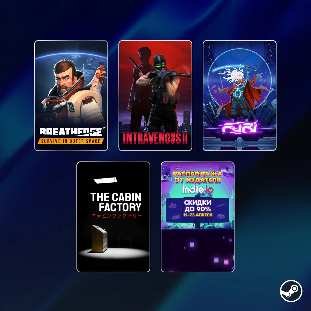 В Steam стартовали ежедневные скидки  Скидку в 80% получила Breathedge, скидка 45% на Intravenous 2,