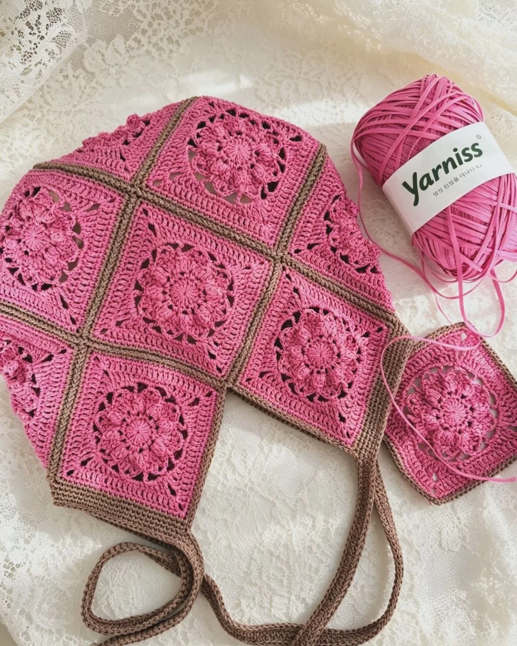 Мотив крючком для сумки 🌸