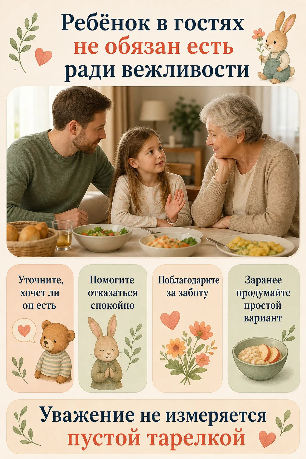 🍽️ Ребёнок в гостях не обязан есть ради вежливости