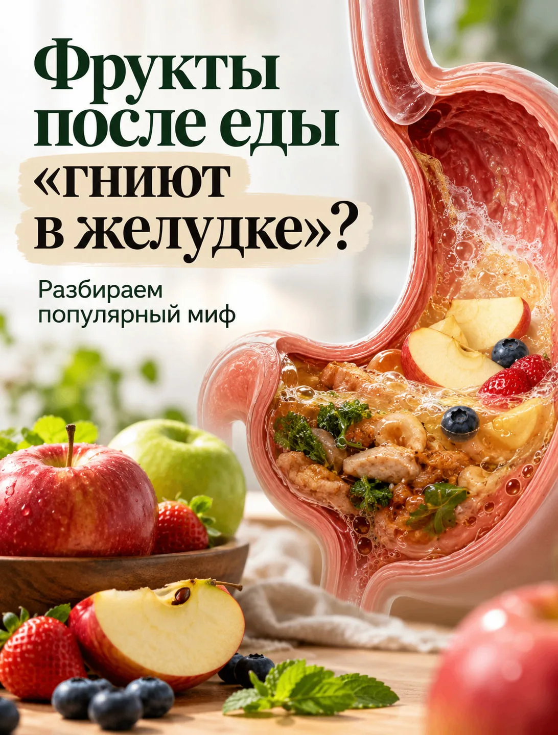 🍎 Фрукты после еды «гниют в желудке»?