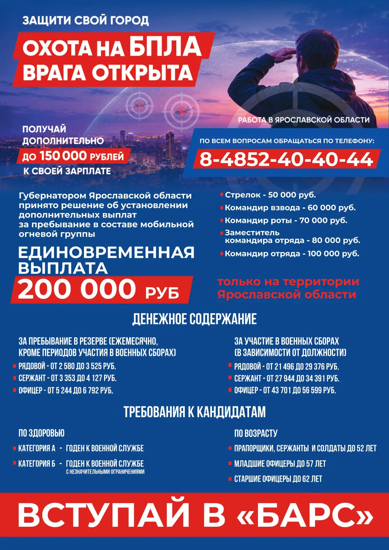 В Ярославской области проводится набор в территориальный отряд «БАРС»