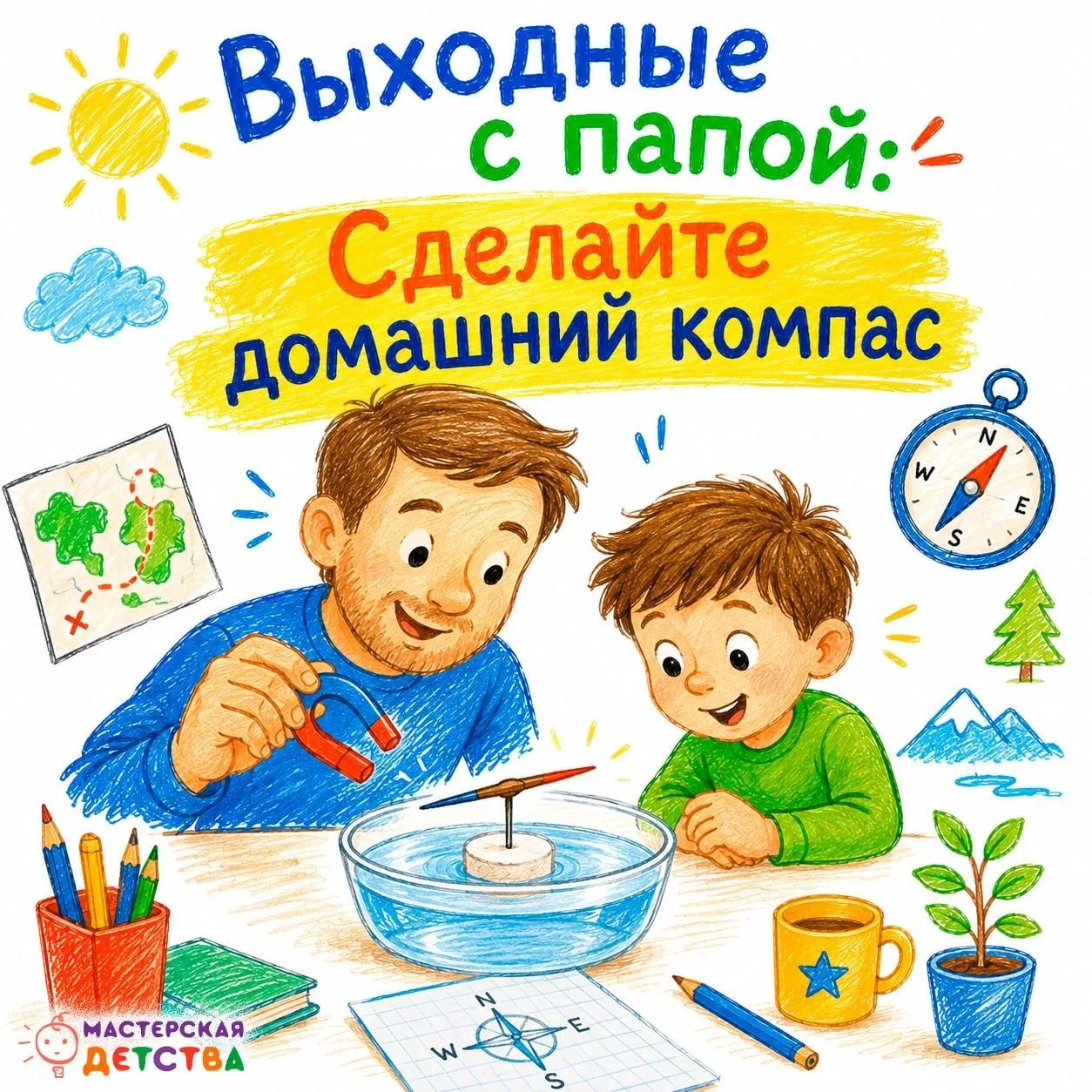 🧭 Выходные с папой: Сделайте домашний компас