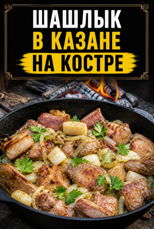 ШАШЛЫК В КАЗАНЕ НА КОСТРЕ