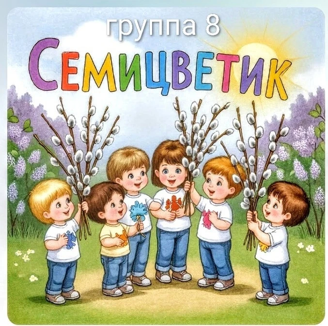 В преддверии Вербного воскресенья  ребята группы "Семицветик" сделали аппликацию "Веточ...