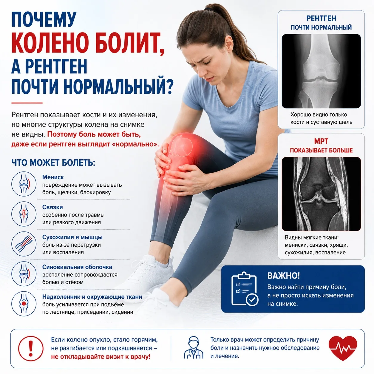 ПОЧЕМУ КОЛЕНО БОЛИТ, А РЕНТГЕН ПОЧТИ НОРМАЛЬНЫЙ? 🦵