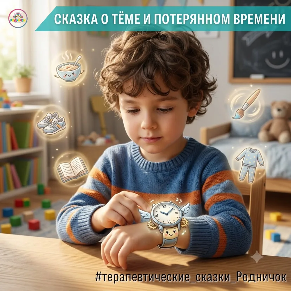 В одном уютном доме жил мальчик по имени Тёма. У Тёмы были красивые наручные часы с забавным названи
