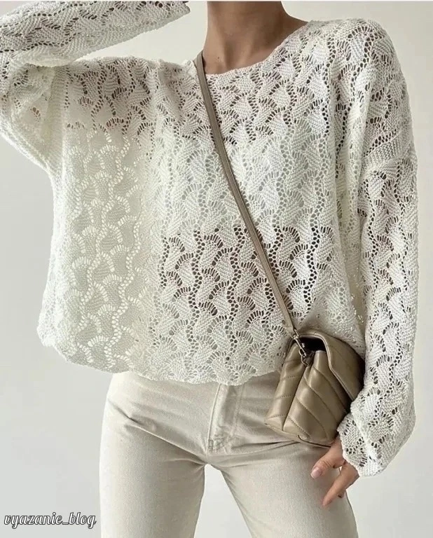 Пуловер воздушным узором. Схема