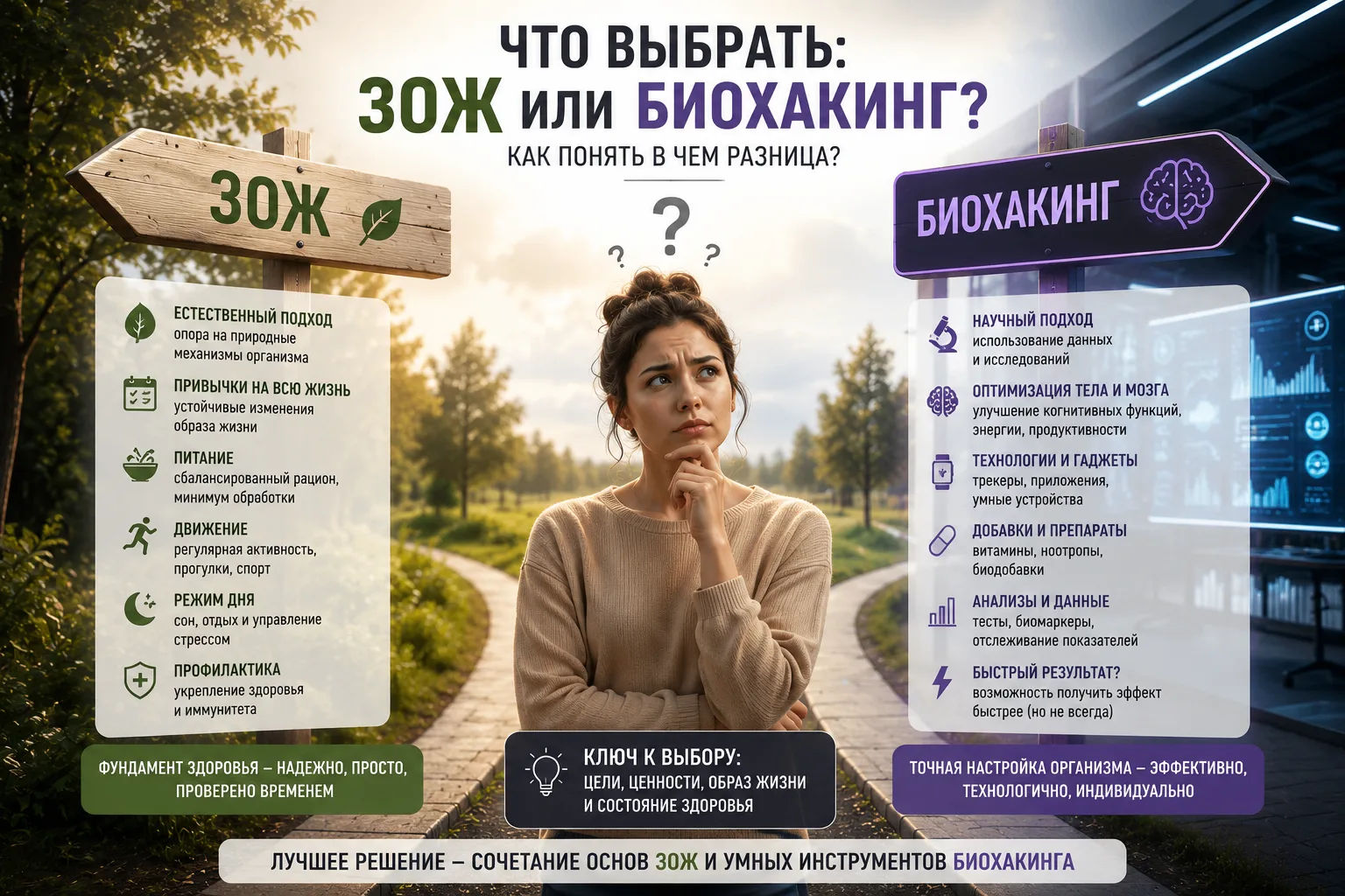 🌿 ЗОЖ и биохакинг: одно и то же или нет? Разбираем на пальцах