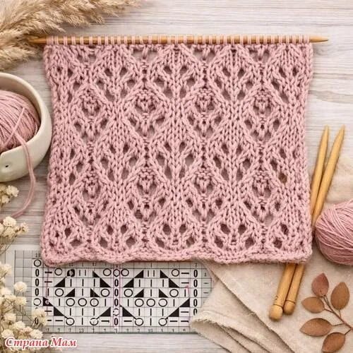 🌸 Мастер-класс: вяжем нежный узор из листьев и ромбов