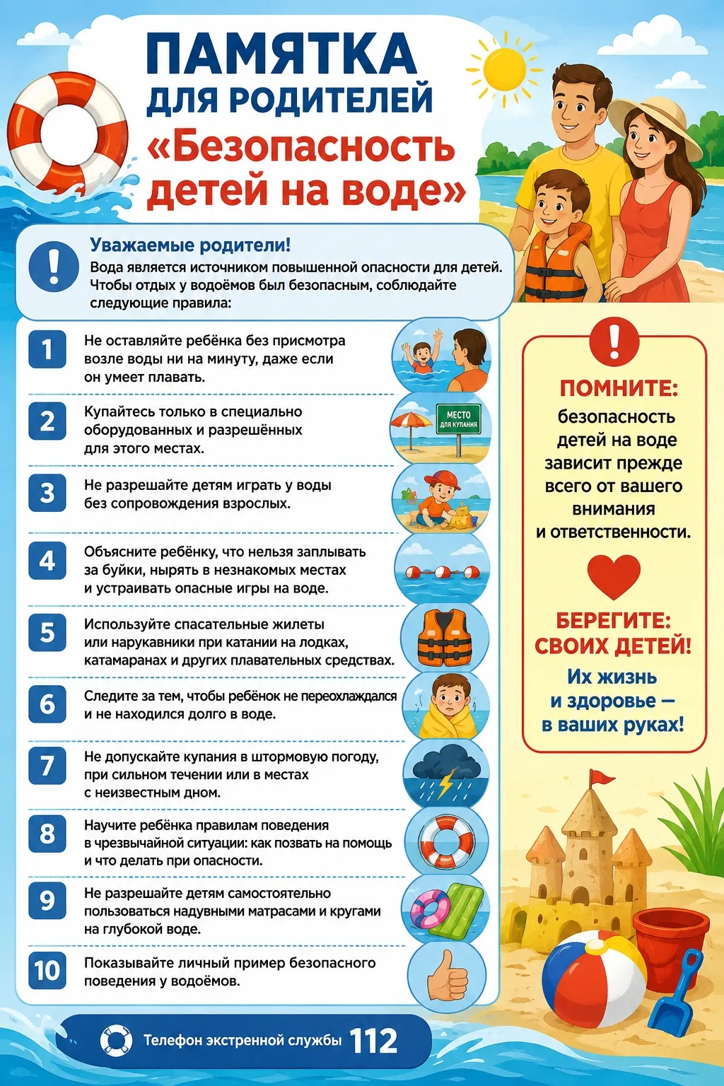 ❗❗❗Уважаемые родители!
Вода является источником повышенной опасности для детей. Чтобы отдых у водоём