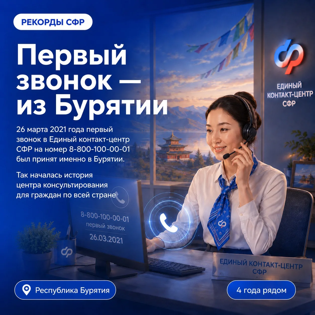 Интересный факт☝️
Первый звонок на Единый контакт-центр СФР был принят в Бурятии

От Калининграда до