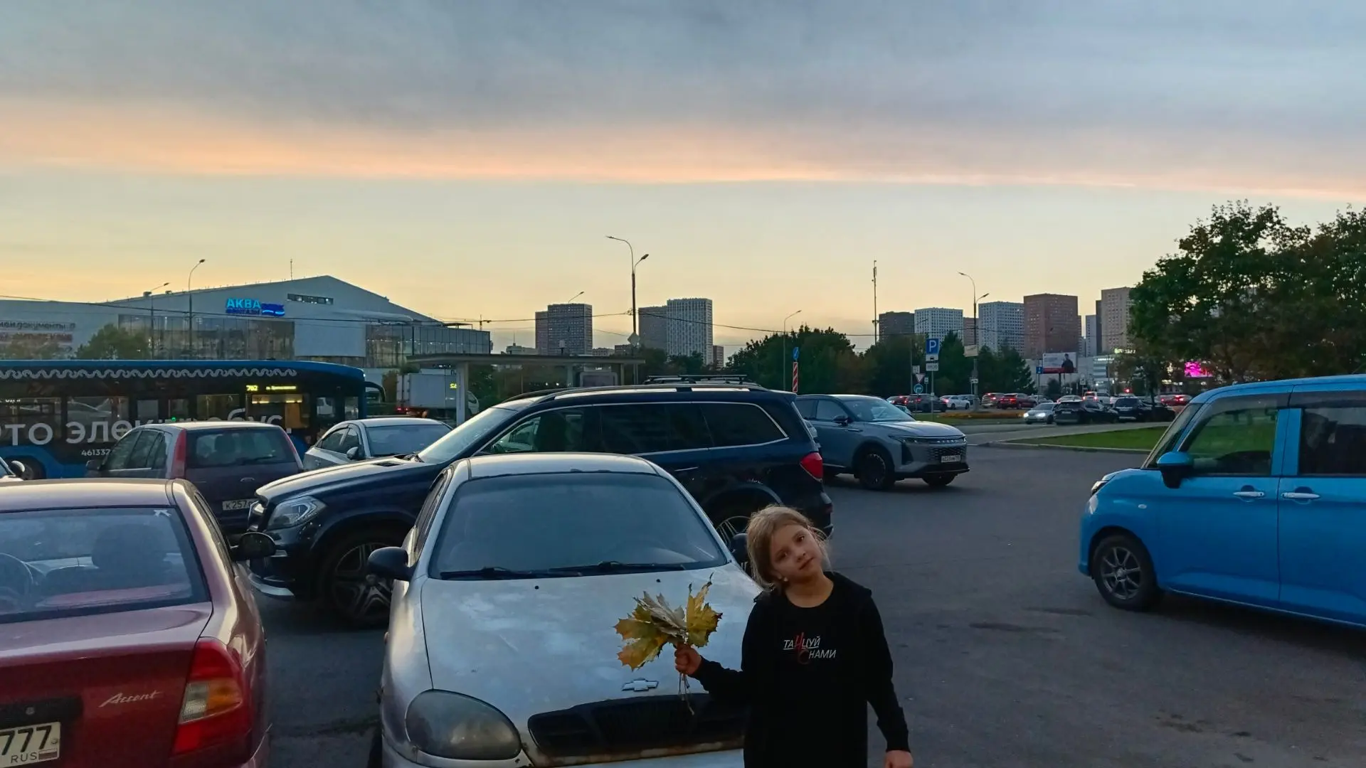 — Мама, смотри, какое небо! Как будто кисточкой нарисовали. Сфотографируй меня на фоне ...