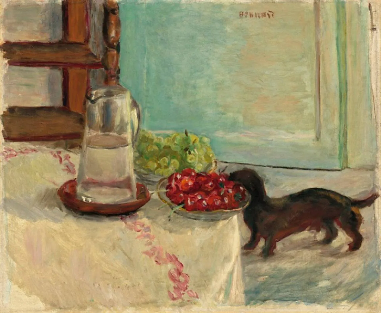 «Натюрморт с собакой», ок. 1912 г.

Пьер Боннар (Pierre Bonnard; 1867-1947) — французский живописец 