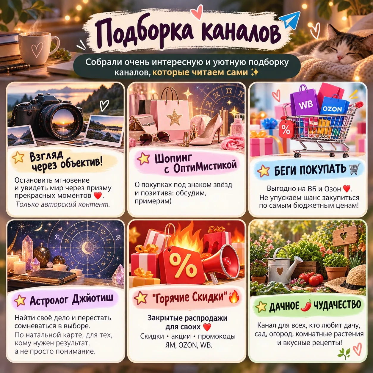 Собрали очень интересную и уютную подборку каналов, которые читаем сами ✨
