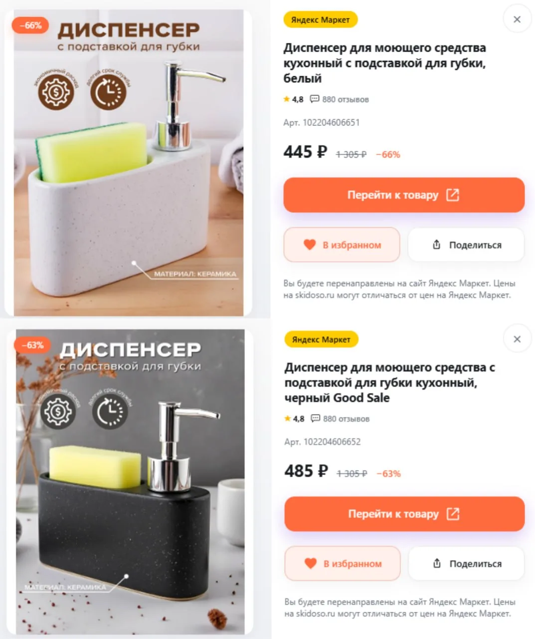 🔥Белый диспенсер для моющего средства с подставкой для губки