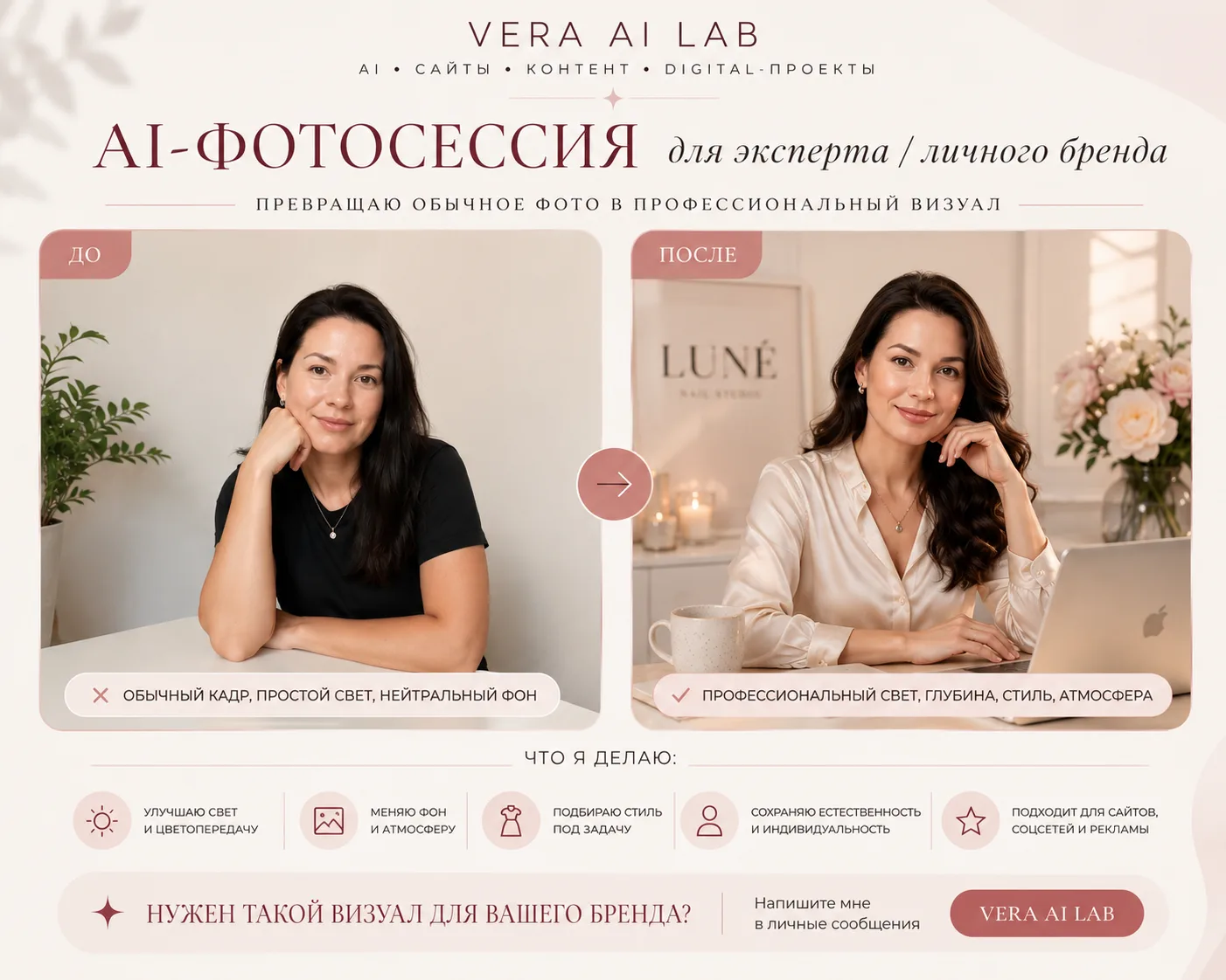 AI-ФОТОСЕССИЯ БЕЗ ФОТОСТУДИИ ✨