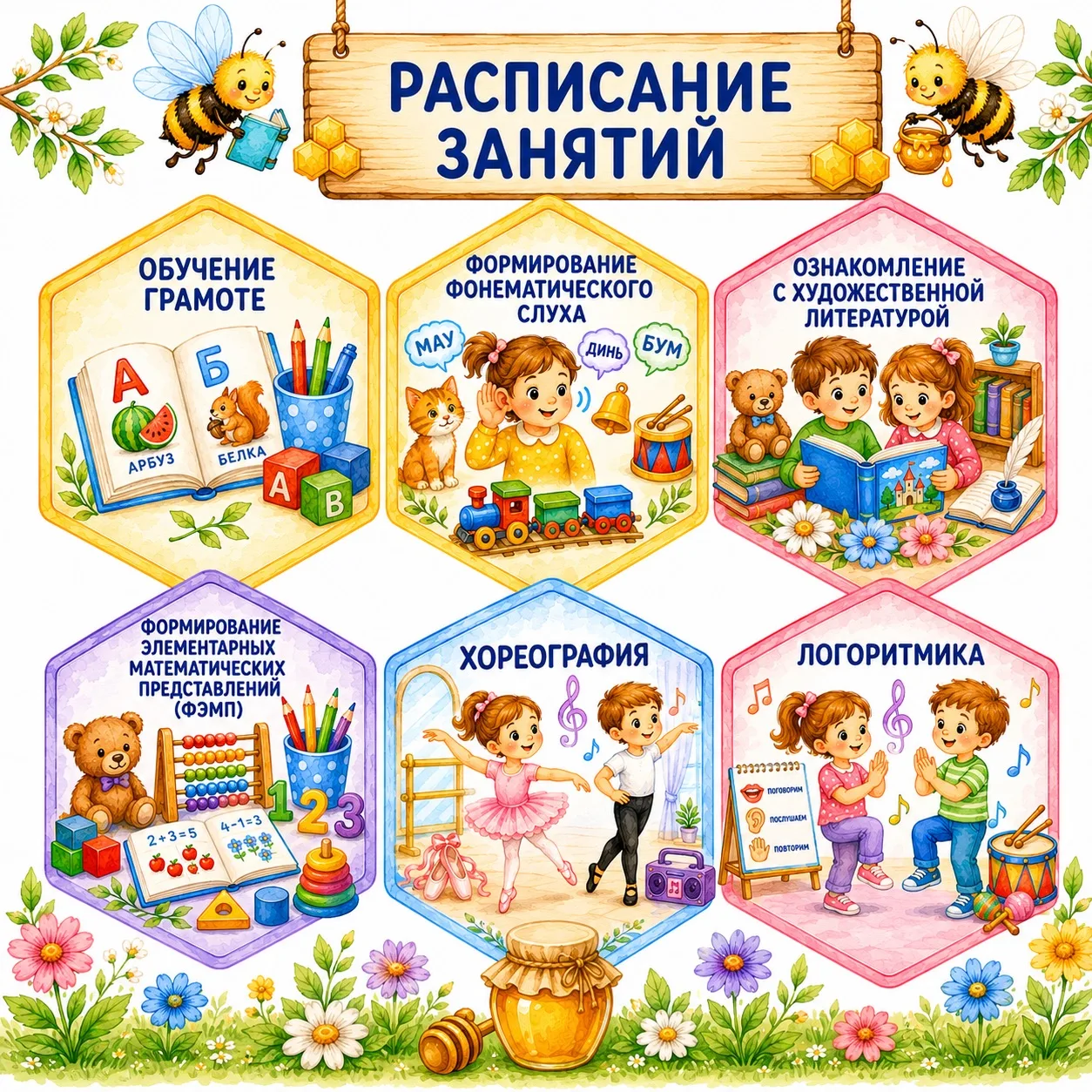 По вашим просьбам подготовила дополнительный комплект сот для расписания занятий 🌼

В набор добавле