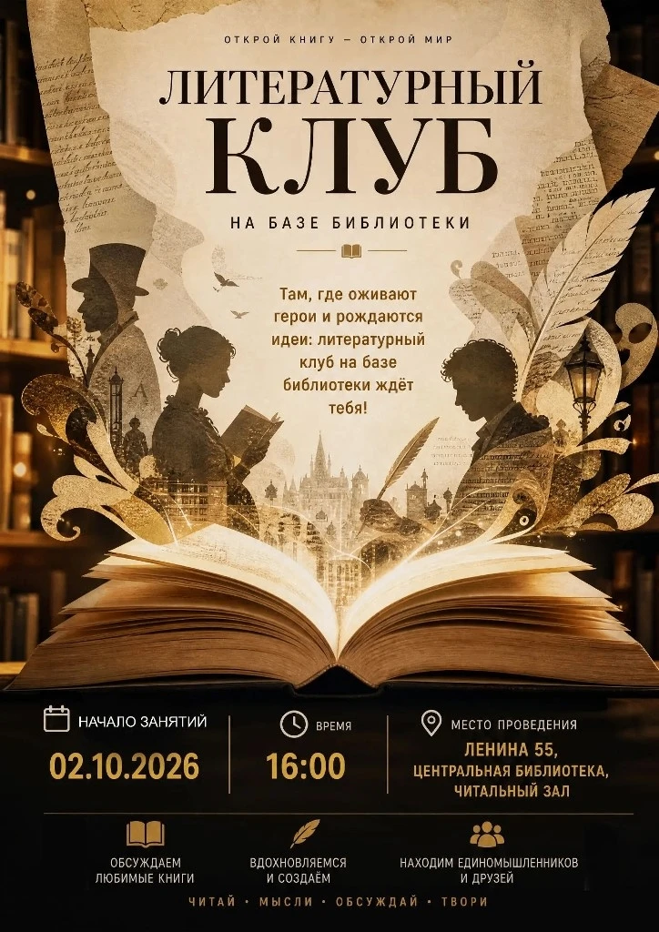 📚 В Центральной библиотеке Чистополя открывается литературный клуб для молодежи!