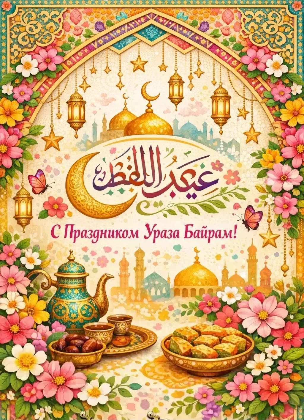 С праздником Ураза Байрам! Пусть в этот светлый и чистый праздник Вам воздастся за благие деяния, пу