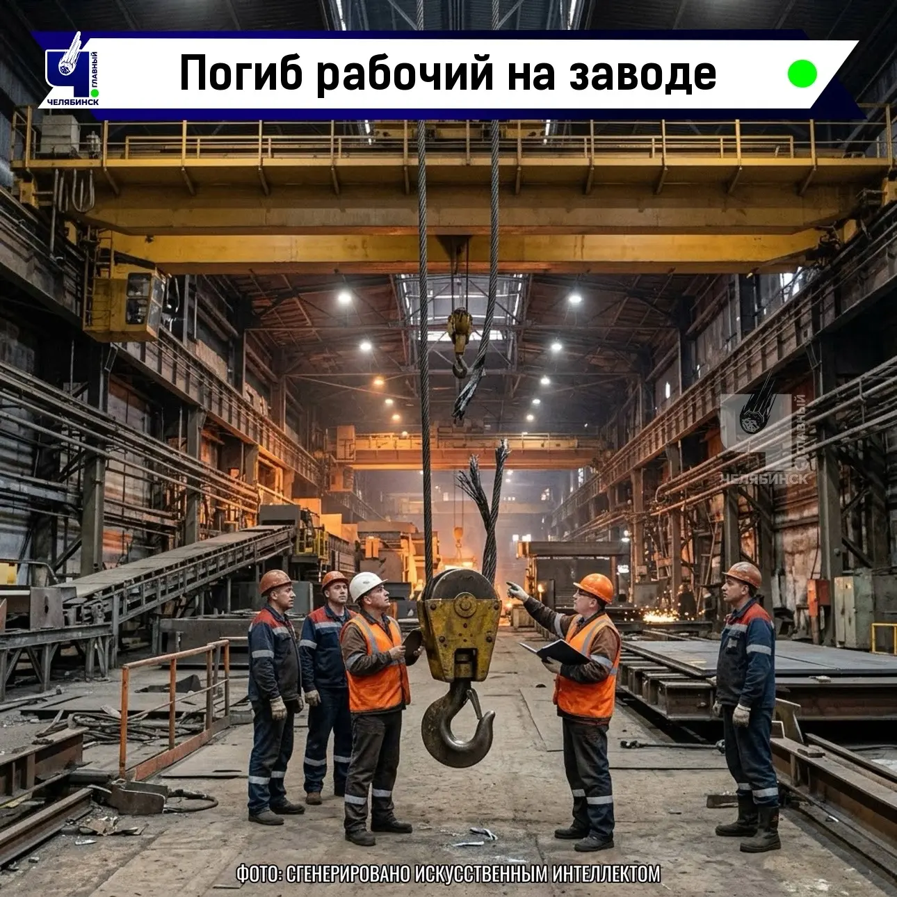 🕯 На металлургическом заводе при обрыве каната погиб рабочий