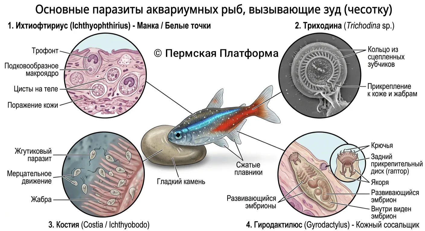 ПРИЧИНА №2: ПАРАЗИТЫ 🐛 (20% случаев, но самые опасные) ☢️