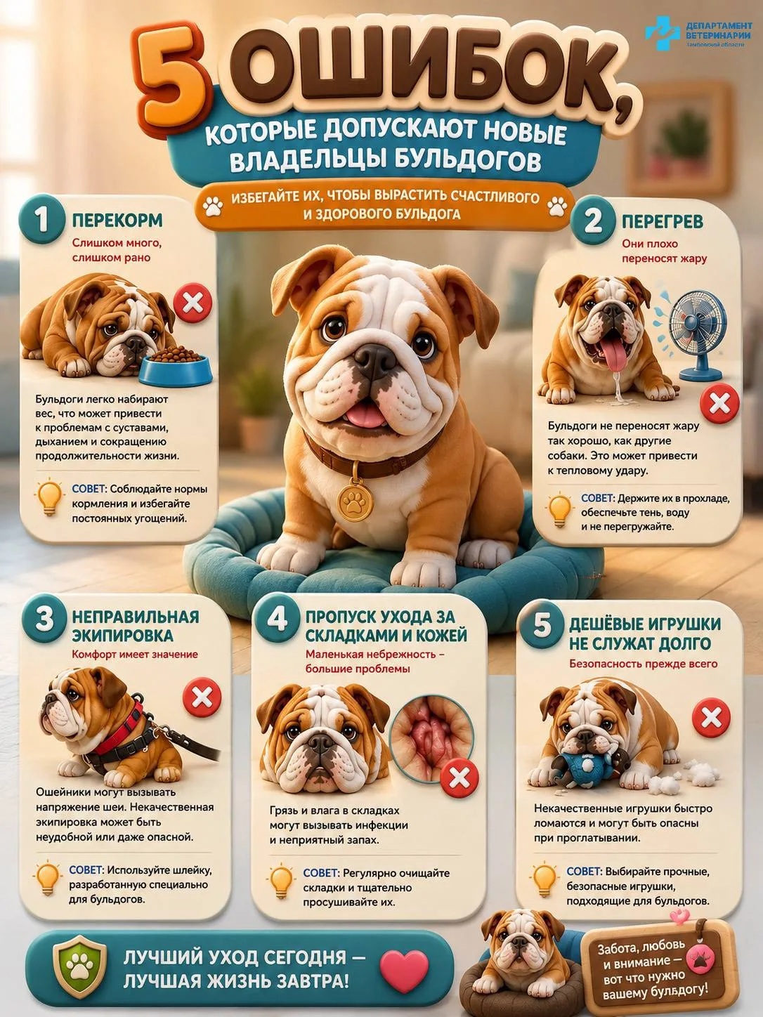 🐶 5 ошибок, которые часто допускают владельцы бульдогов