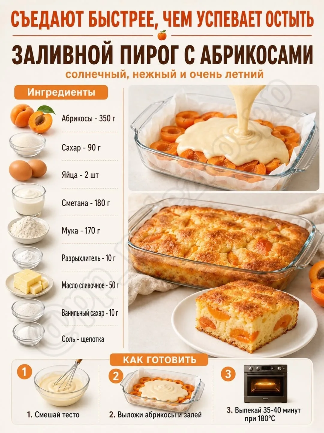 Заливной пирог с абрикосами