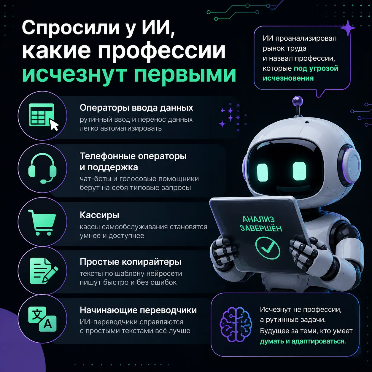 🤖 Спросили у ИИ, какие профессии исчезнут первыми