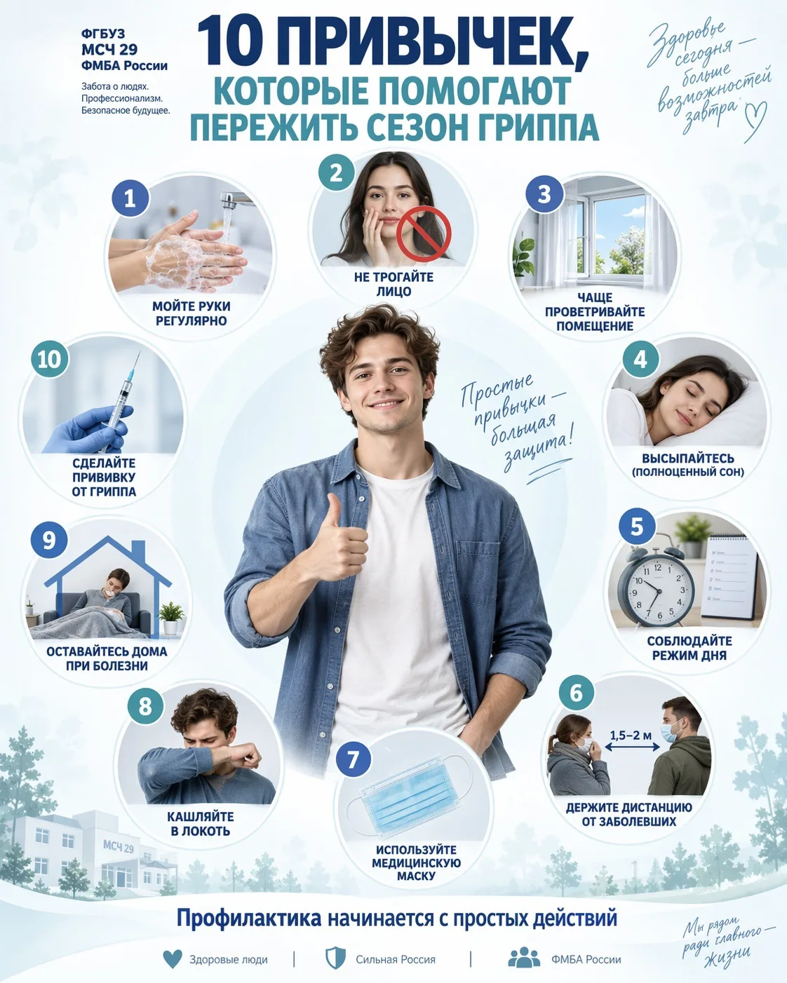 🦠 10 привычек, которые помогают пережить сезон гриппа!