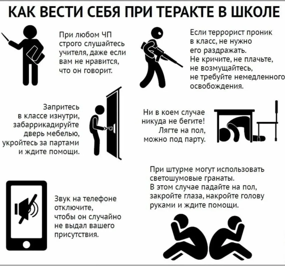 ⚠️ ДЕЙСТВИЯ ПРИ УГРОЗЕ / ТЕРАКТЕ В ШКОЛЕ.