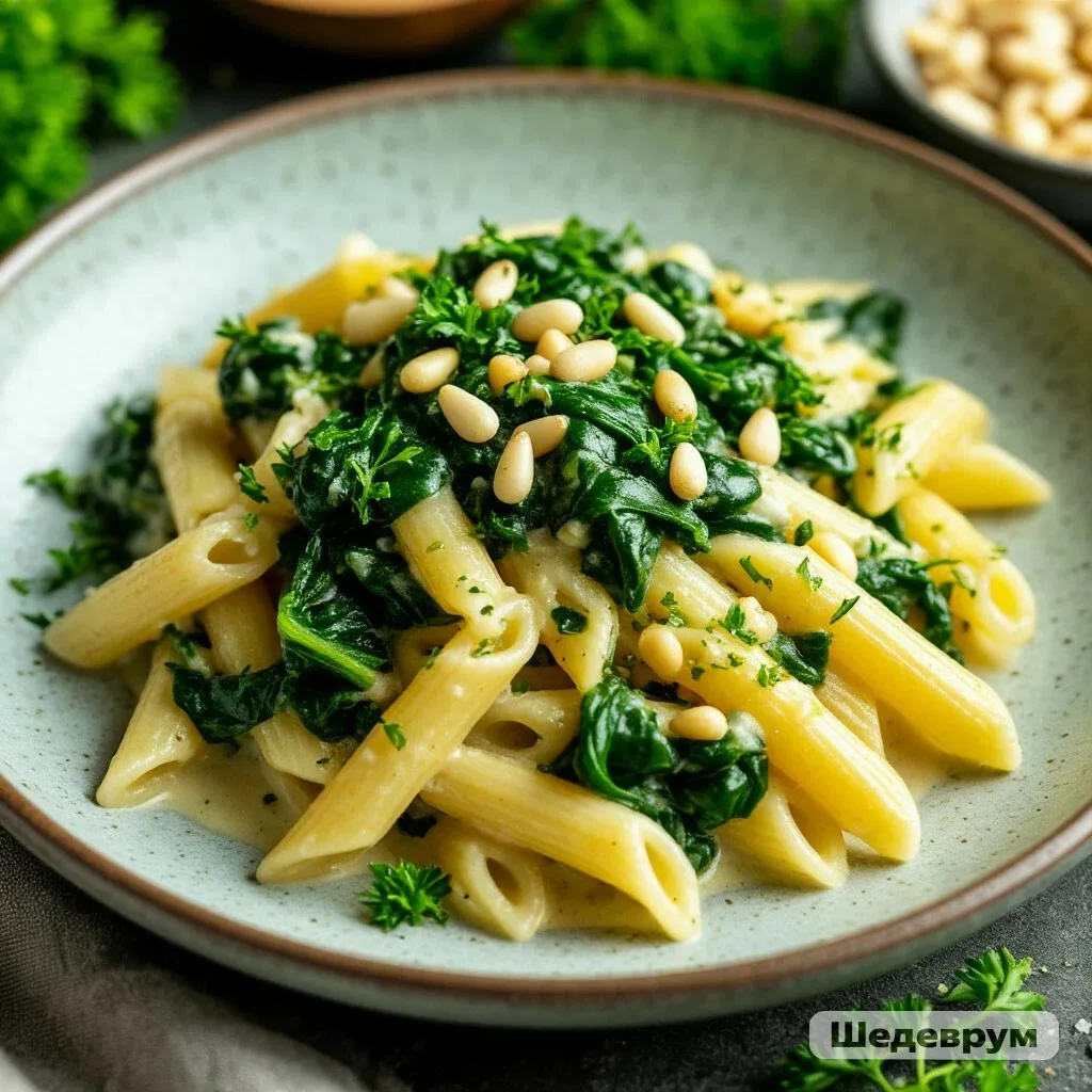 ПАСТА СО ШПИНАТОМ В СЛИВОЧНОМ СОУСЕ — НЕЖНО И БЕЗ СРЫВОВ! 🍝🥬✨