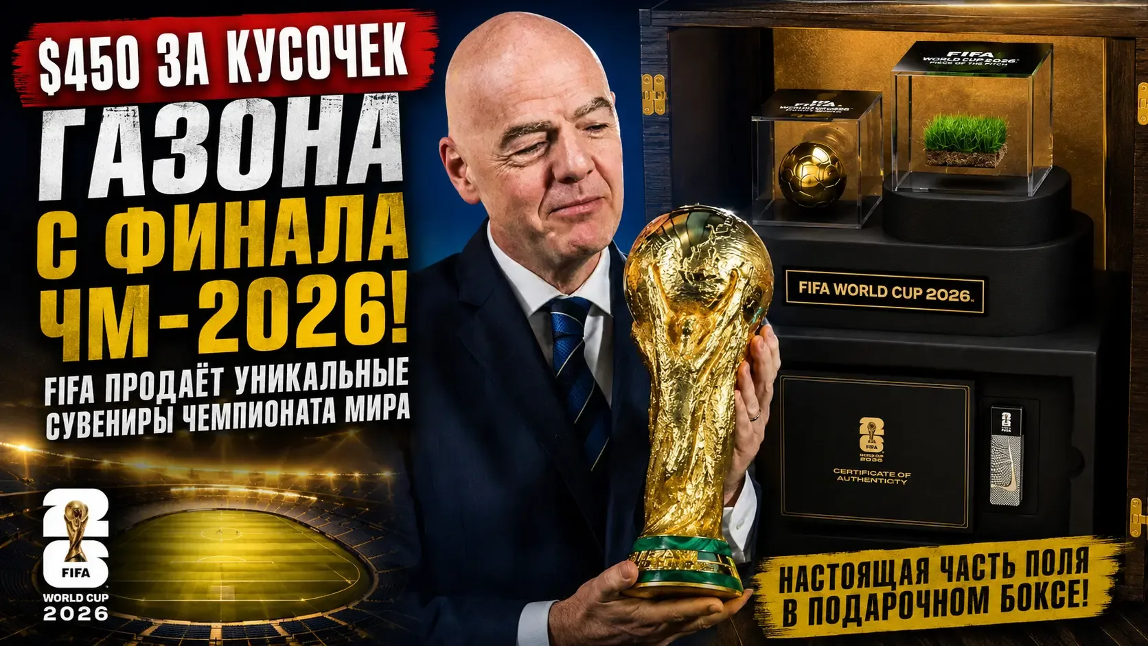 ФИФА продаёт кусочки газона с финала ЧМ-2026 за сумму до 3000 долларов