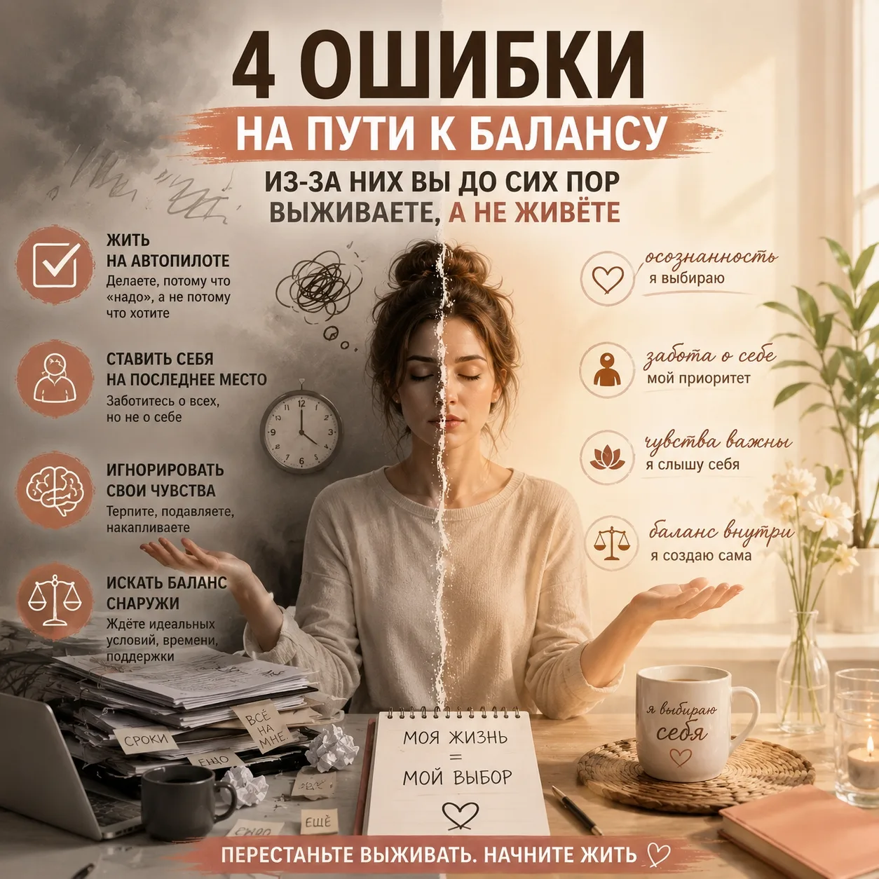 🧐4 ОШИБКИ НА ПУТИ К БАЛАНСУ. ИЗ-ЗА НИХ ВЫ ДО СИХ ПОР ВЫЖИВАЕТЕ, А НЕ ЖИВЁТЕ