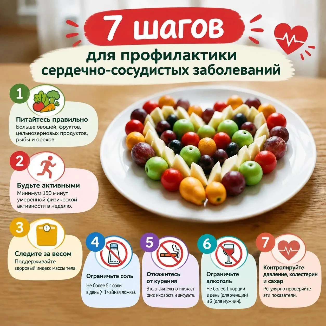 Сердце скажет спасибо: 7 шагов для профилактики сердечно-сосудистых заболеваний